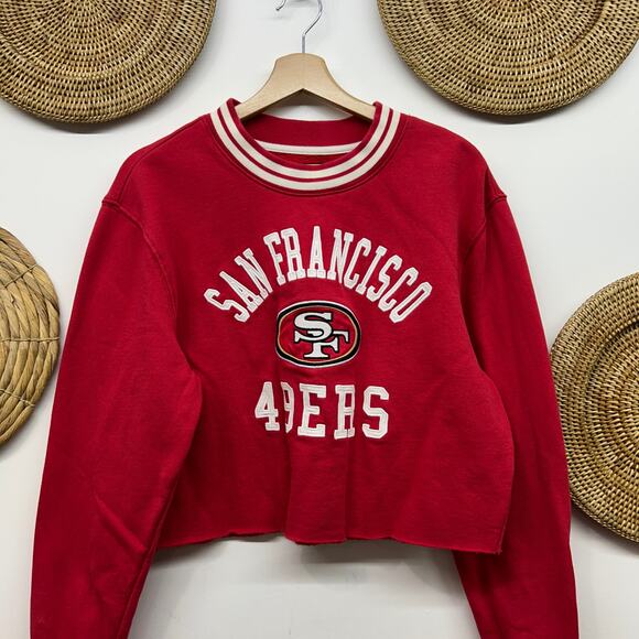 '47 San Francisco 49ers Crop Cropped Crew Neck Sweatshirt Small Red Football - Picture 4 of 6